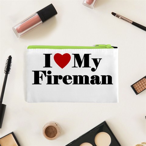 I Love My Fireman Cosmetic Bag (XS) from ArtsNow.com Back