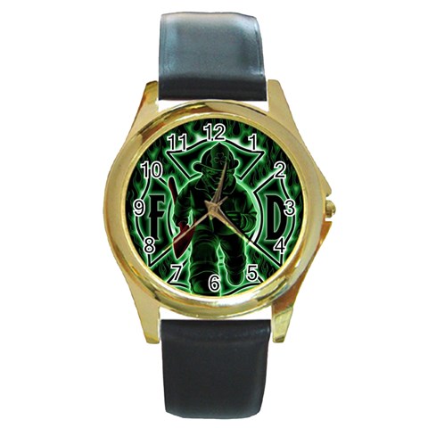 Fighting Irish Round Gold Metal Watch from ArtsNow.com Front