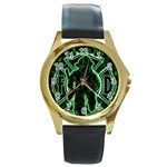 Fighting Irish Round Gold Metal Watch