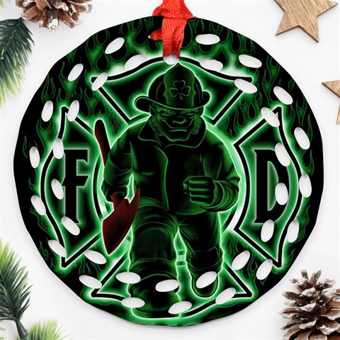 Fighting Irish Ornament (Round Filigree) from ArtsNow.com Front