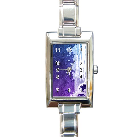 Purple Splash Rectangle Italian Charm Watch from ArtsNow.com Front