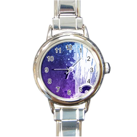 Purple Splash Round Italian Charm Watch from ArtsNow.com Front