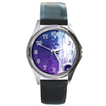 Purple Splash Round Metal Watch