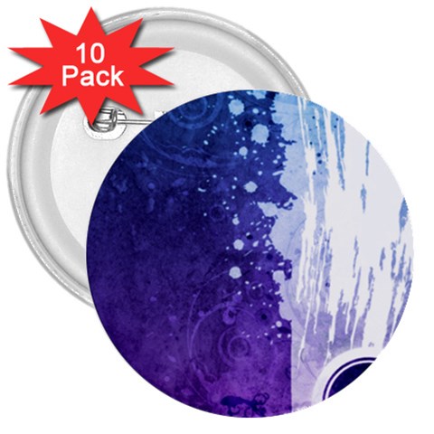 Purple Splash 3  Button (10 pack) from ArtsNow.com Front