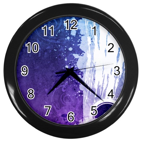 Purple Splash Wall Clock (Black) from ArtsNow.com Front