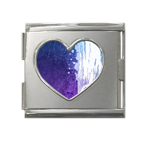 Purple Splash Mega Link Heart Italian Charm (18mm) from ArtsNow.com Front