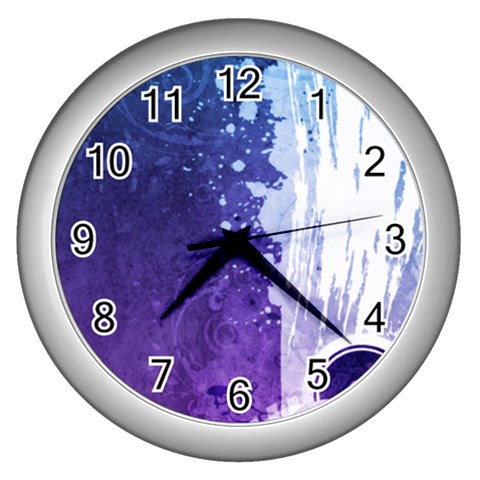 Purple Splash Wall Clock (Silver) from ArtsNow.com Front