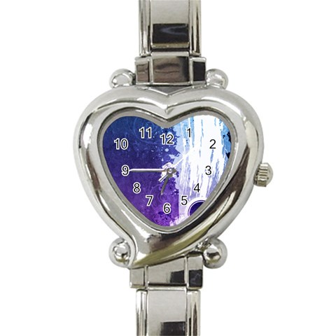 Purple Splash Heart Italian Charm Watch from ArtsNow.com Front