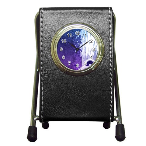 Purple Splash Pen Holder Desk Clock from ArtsNow.com Front