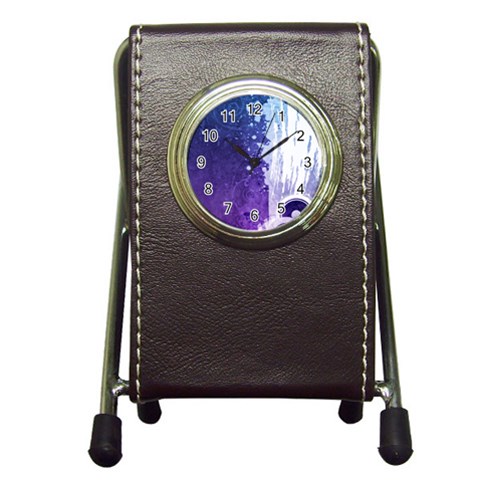 Purple Splash Pen Holder Desk Clock from ArtsNow.com Front