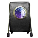 Purple Splash Pen Holder Desk Clock