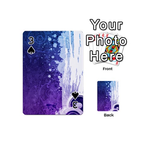 Purple Splash Playing Cards 54 (Mini) from ArtsNow.com Front - Spade3