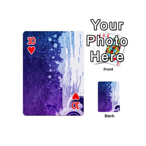 Purple Splash Playing Cards 54 (Mini) from ArtsNow.com Front - Heart10