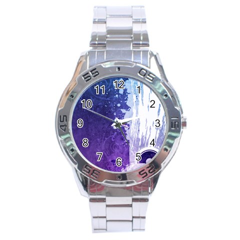 Purple Splash Stainless Steel Analogue Watch from ArtsNow.com Front