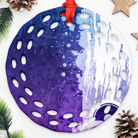 Purple Splash Ornament (Round Filigree) from ArtsNow.com Front