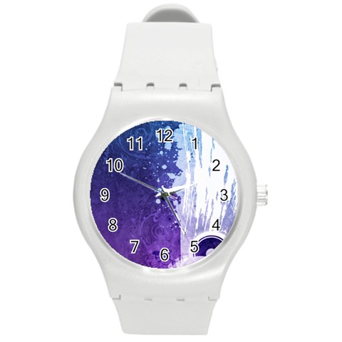 Purple Splash Round Plastic Sport Watch (M) from ArtsNow.com Front