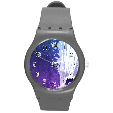 Purple Splash Round Plastic Sport Watch (M) from ArtsNow.com Front