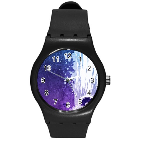 Purple Splash Round Plastic Sport Watch (M) from ArtsNow.com Front