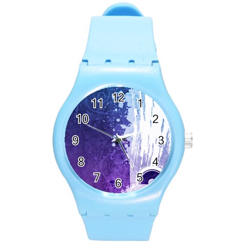 Purple Splash Round Plastic Sport Watch (M) from ArtsNow.com Front