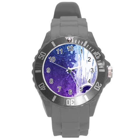 Purple Splash Round Plastic Sport Watch (L) from ArtsNow.com Front