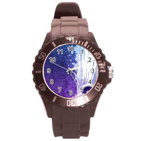 Purple Splash Round Plastic Sport Watch (L) from ArtsNow.com Front