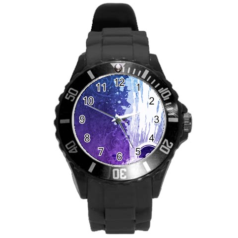 Purple Splash Round Plastic Sport Watch (L) from ArtsNow.com Front