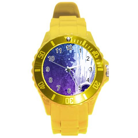 Purple Splash Round Plastic Sport Watch (L) from ArtsNow.com Front