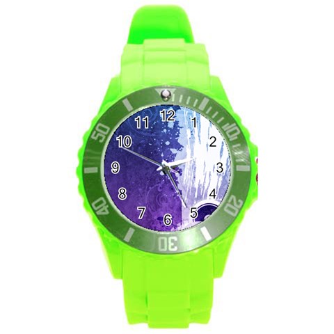 Purple Splash Round Plastic Sport Watch (L) from ArtsNow.com Front