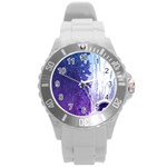 Purple Splash Round Plastic Sport Watch (L)