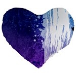 Purple Splash Large 19  Premium Heart Shape Cushion