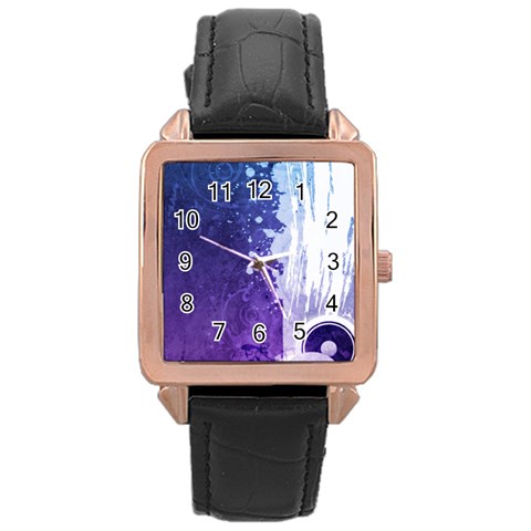 Purple Splash Rose Gold Leather Watch  from ArtsNow.com Front