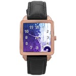 Purple Splash Rose Gold Leather Watch 