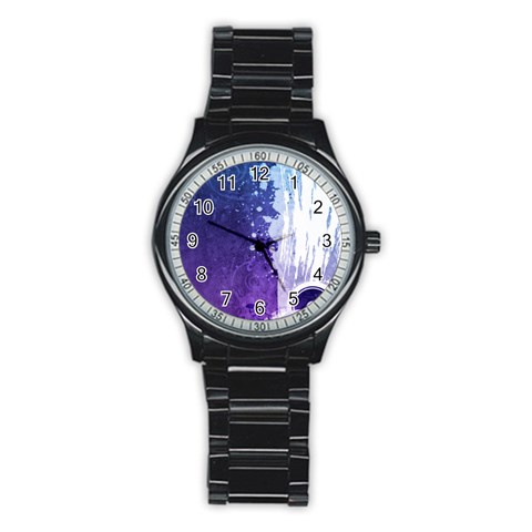 Purple Splash Stainless Steel Round Watch from ArtsNow.com Front