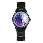 Purple Splash Stainless Steel Round Watch