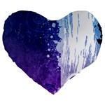 Purple Splash Large 19  Premium Flano Heart Shape Cushion