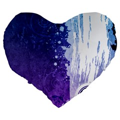 Purple Splash Large 19  Premium Flano Heart Shape Cushion from ArtsNow.com Back