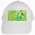 Green Blue Flower Art White Cap