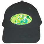 Green Blue Flower Art Black Cap