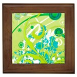 Green Blue Flower Art Framed Tile