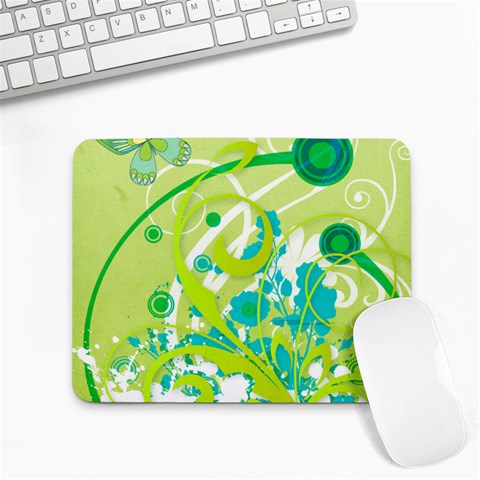 Green Blue Flower Art Small Mousepad from ArtsNow.com Front