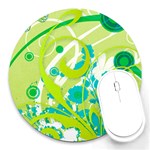 Green Blue Flower Art Round Mousepad