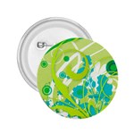 Green Blue Flower Art 2.25  Button