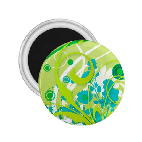 Green Blue Flower Art 2.25  Magnet from ArtsNow.com Front