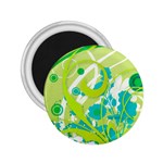 Green Blue Flower Art 2.25  Magnet