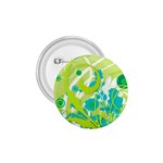 Green Blue Flower Art 1.75  Button