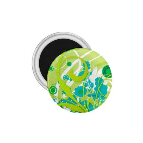 Green Blue Flower Art 1.75  Magnet from ArtsNow.com Front