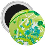 Green Blue Flower Art 3  Magnet