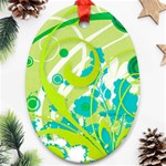 Green Blue Flower Art Ornament (Oval)