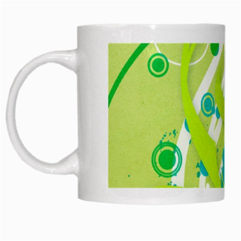 Green Blue Flower Art White Mug from ArtsNow.com Left