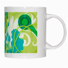 Green Blue Flower Art White Mug from ArtsNow.com Right